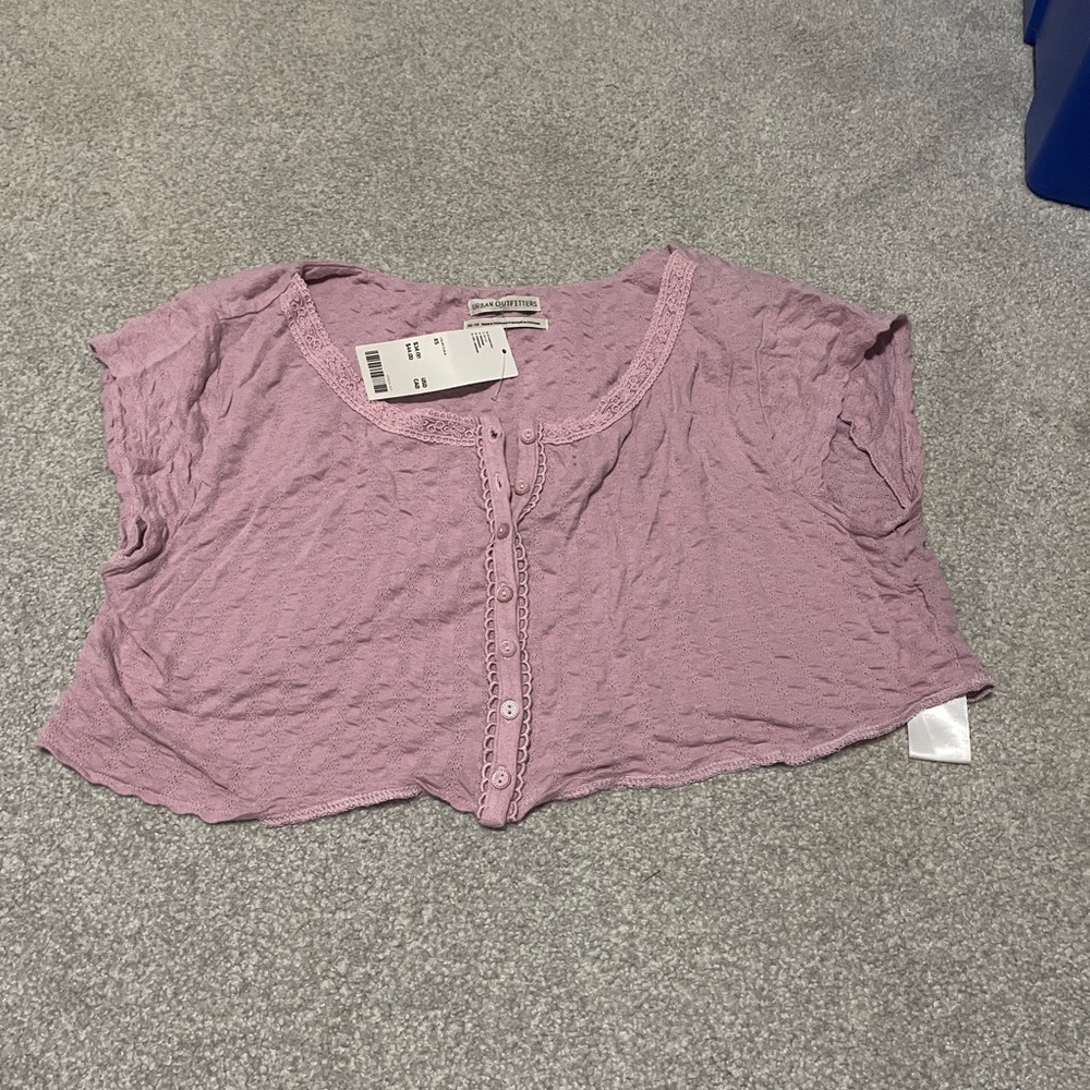 Urban outfitters button front purple crop top NWT. Size extra small